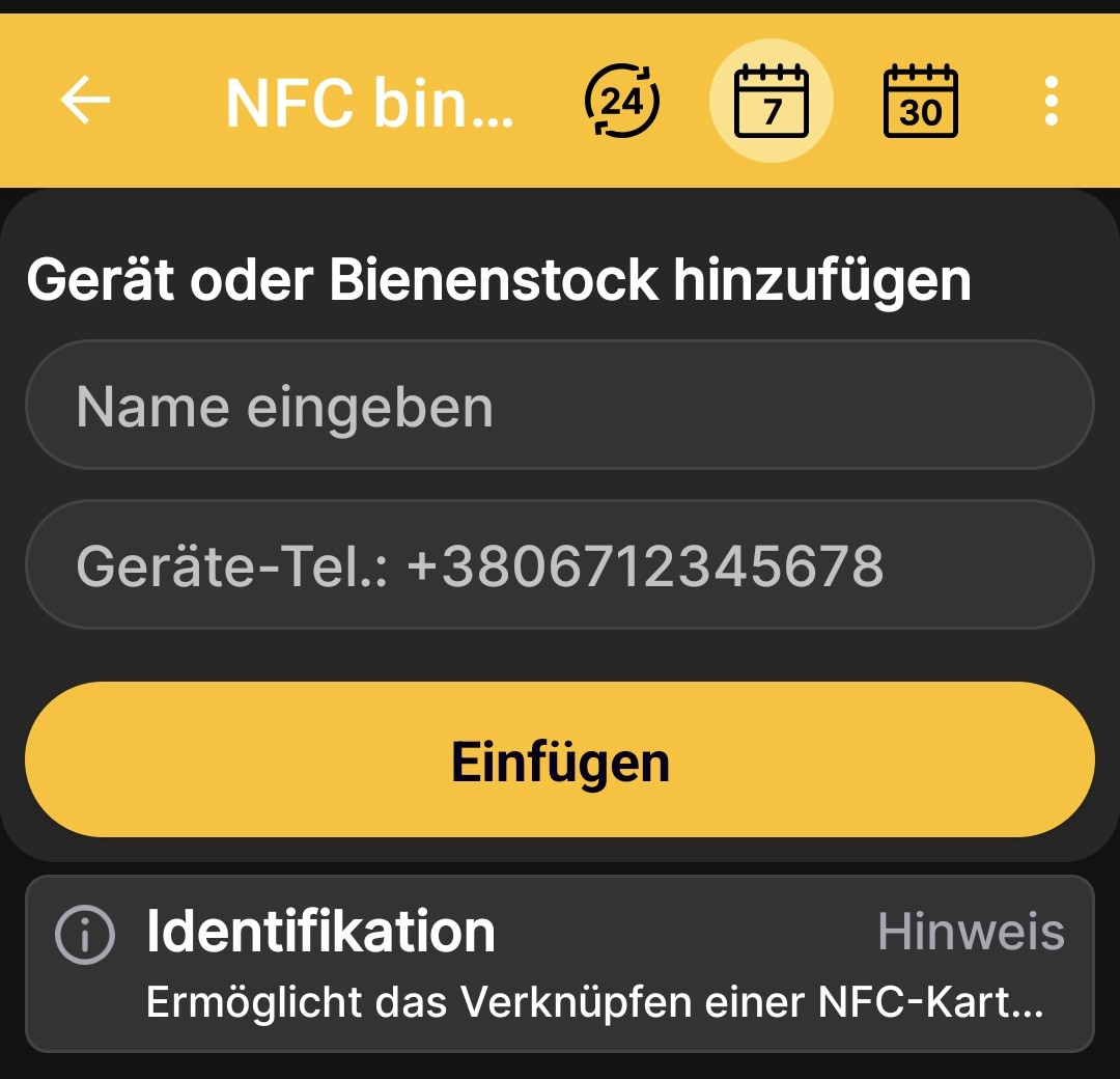 Hinzufügen einer BeeApiary-Bienenstockwaage mit NFC-Verknüpfung
