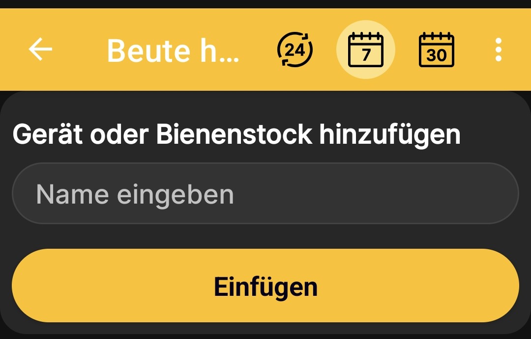 Formular zum Hinzufügen eines Bienenstockprofils ohne Bienenstockwaage