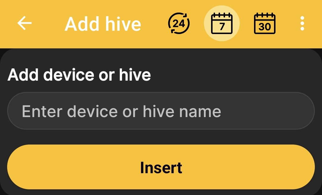 Form for adding a hive profile without beehive scales