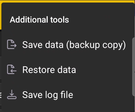 Additional tools menu in the BeeApiary app
