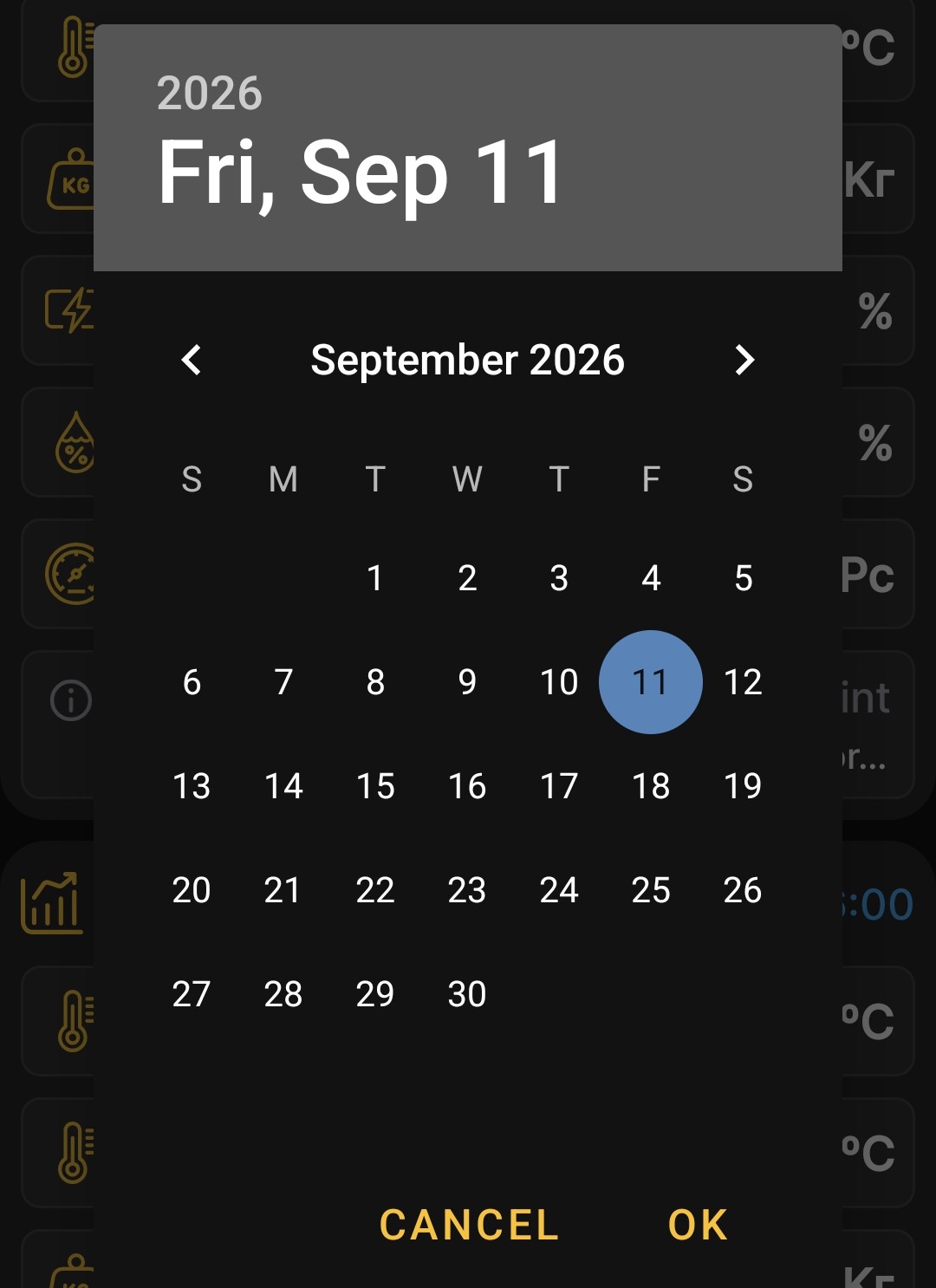 Selecting the end date of a chart period in the BeeApiary app